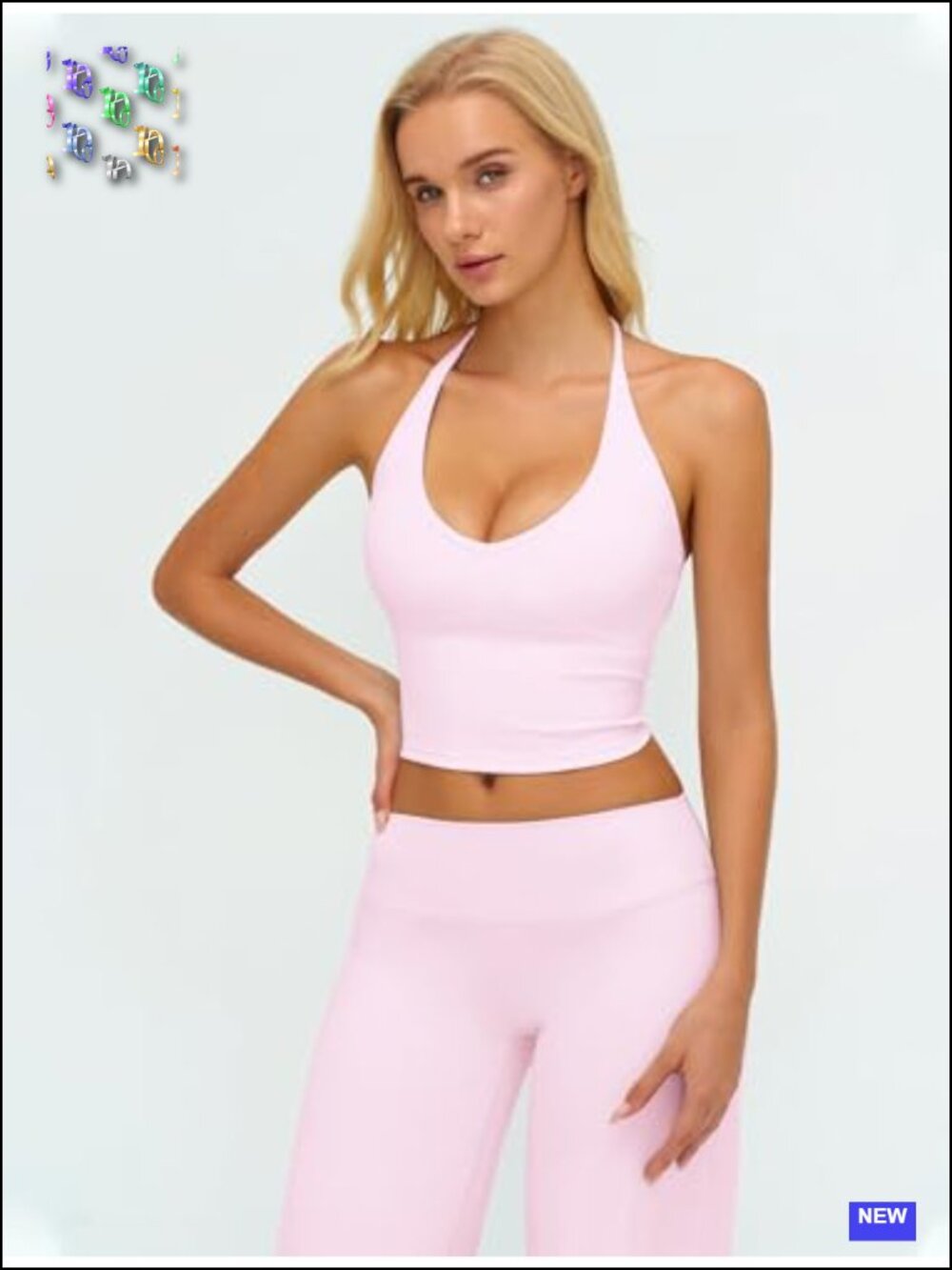2 Piece Workout Sets Spaghetti Straps Tank Top and Wide Leg Yoga Pants - Picture 5 of 6